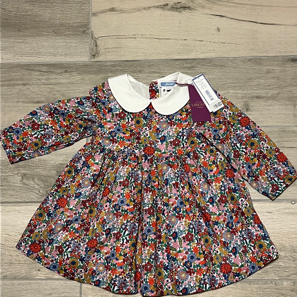 Jacadi Floral Kids Dress with White Collar